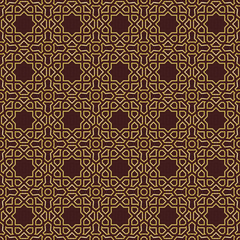 Seamless vector golden ornament in arabian style. Geometric abstract background. Pattern for wallpapers and backgrounds