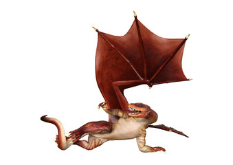 3D Rendering Fantasy Dragon on White