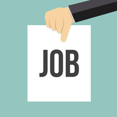 Man showing paper JOB text