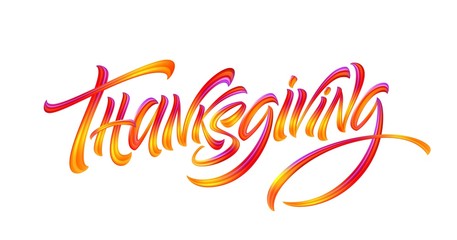 Happy Thanksgiving hand drawn typography poster. Greeting card for Thanksgiving. Calligraphy lettering. Vector illustration