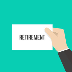 Man showing paper RETIREMENT text
