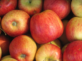 Fototapeta na wymiar Red apples in a drawer close-up