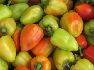  Sweet colorful pepper in a box close-up