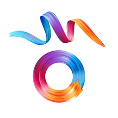 Obraz premium Color brushstroke oil or acrylic paint design element. Vector illustration