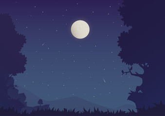 Naklejka premium Night landscape. Vector illustration, eps 10.