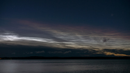Noctilucent clouds over the Onega Lake. Petrozavodsk. Karelia