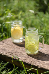 Refreshing lemonade with lemon and lime. Lifestyle