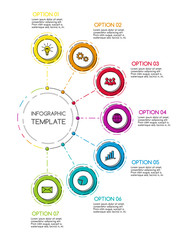Business infograph with round hand drawn icons.  Vector.