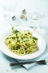 Spaghetti with pesto sauce