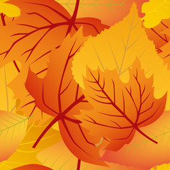 Fototapeta na wymiar Autumn leaves seamless pattern. Trendy bright print