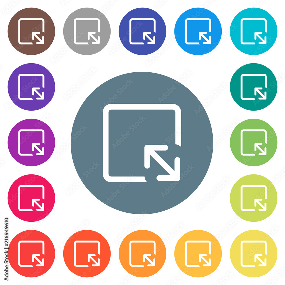 Aufkleber resize object flat white icons on round color backgrounds