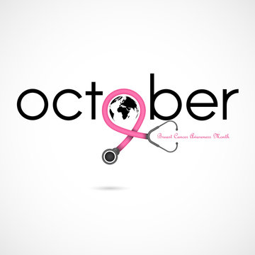 Breast Cancer October Awareness Month Campaign Background.Women health vector design.Breast cancer awareness logo design.Breast cancer awareness month icon.Realistic pink ribbon.