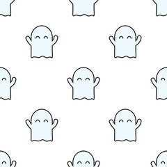 Cute ghost elements seamless pattern for design.