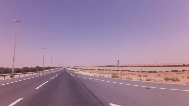 Road from Oasis Liwa to the Abu Dhabi stock footage video