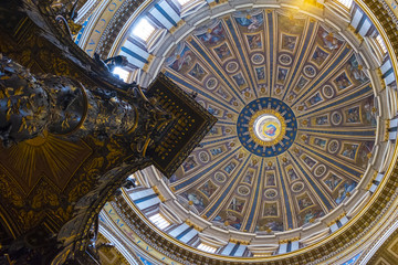 Fototapeta na wymiar Interior of the Dome of St Peters Basilica, Rome