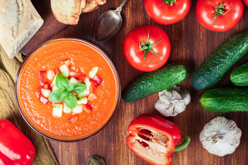 Spicy homemade gazpacho soup