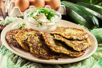 Zucchini fritters or pancakes
