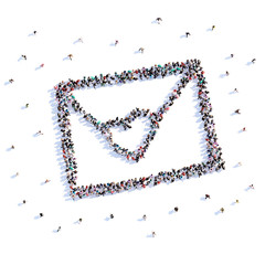 A lot of people form wedding invitation, love, icon . 3d rendering.