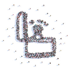 A lot of people form ring, wedding, icon . 3d rendering.