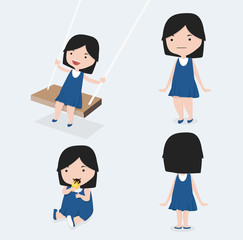 Cute little girl blue dress set