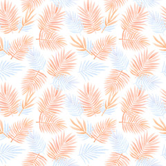 Fototapeta na wymiar Seamless watercolor pattern with tropical leaves.