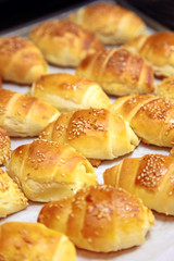 baked rolls / Baked rolls bread with cheese on a white background