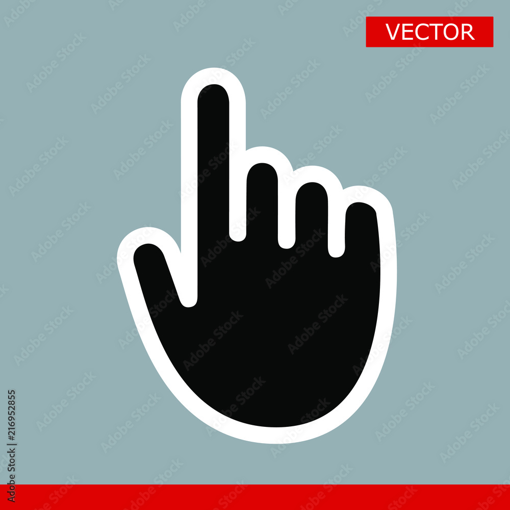 Poster black modern hand cursor with rounded corners pointer icon. flat version vector illustration