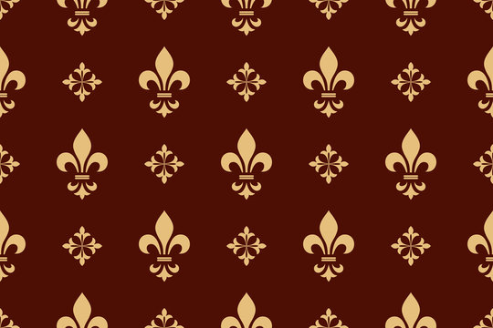 Wallpaper in the style of Baroque. Seamless vector background. Golld and dark brown floral ornament. Graphic pattern for fabric, wallpaper, packaging. Ornate Damask flower ornament