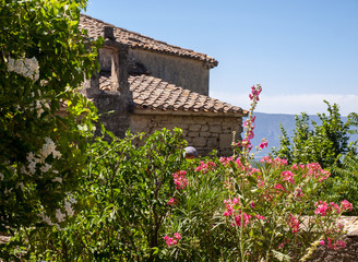  Typical old stone houses in Gordes village, Vaucluse, Provence, France - obrazy, fototapety, plakaty