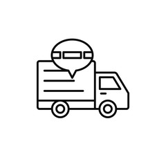 delivery truck traffic jam icon. shipment delay illustration. simple outline vector symbol design.