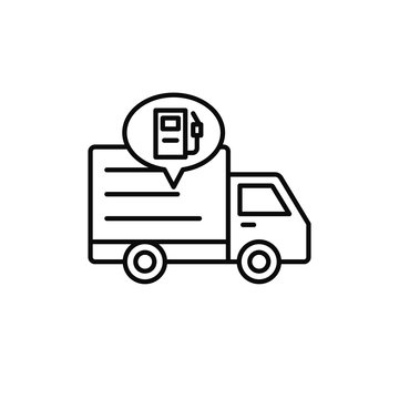 delivery truck fuel oil icon. shipment car refuel illustration. simple outline vector symbol design.