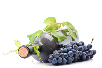 A bottle of wine on a white background