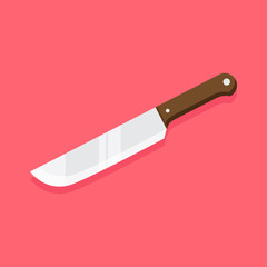 Knife flat design vector illustration with red background