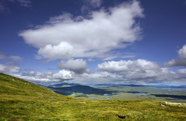 schottish highlands landscape with cloud in the sky.