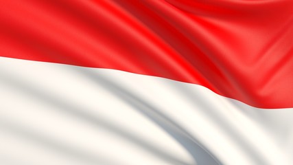 The flag of Indonesia.Waved highly detailed fabric texture.