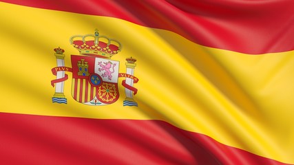 The flag of Spain.Waved highly detailed fabric texture.