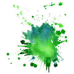 Single big green-blue watercolor splash, vector design