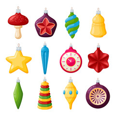 Christmas tree decorations vector set of realistic