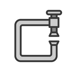 Carpenter’s Clamp, Filled outline icon, carpenter and handyman tool and equipment set