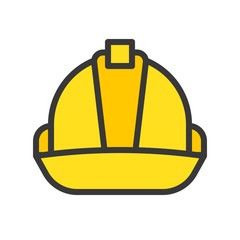 Hard hat, Filled outline icon, carpenter and handyman tool and equipment set