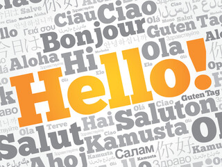 Hello word cloud in different languages of the world, background concept © dizain