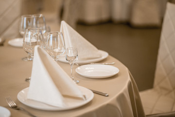 Elegant serving of a festive dinner in the restaurant table
