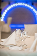 Elegant table setting for a festive dinner in the restaurant