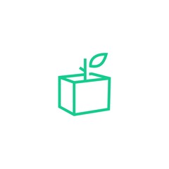 leaf box plant logo icon line art outline monoline illustration