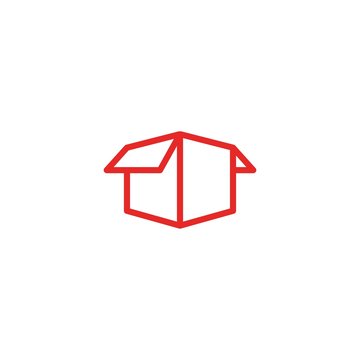 open opened box unbox unboxing logo icon vector line art outline monoline illustration