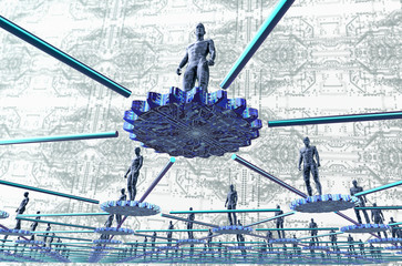 Blockchain technologie used in digital computer networks, clipping path, 3d illustration