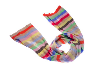 Striped scarf on a white background.
