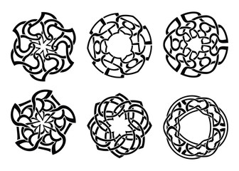 Vector ornament, decorative Celtic knots and curls set.