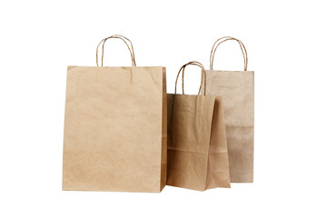 Recyclable paper bags isolated on white background