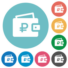 Ruble wallet flat round icons